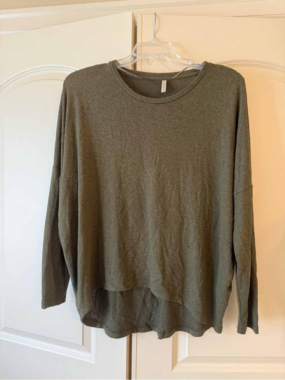 Relaxed Scoop-Neck Sweater in Olive Green